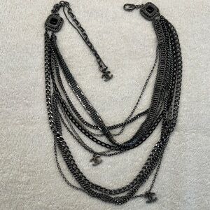 Chanel CC Multistrand Loop Chain Necklace Metal and Enamel